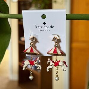 Kate Spade Red and White Carousel Horse Earrings